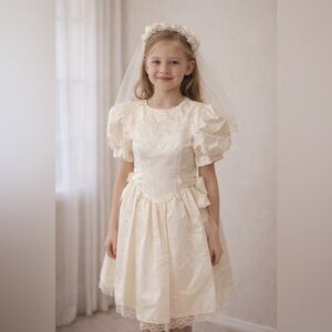 Vintage Jessica McClintock Gunne Sax Girls 12 Ivory Lace Dress